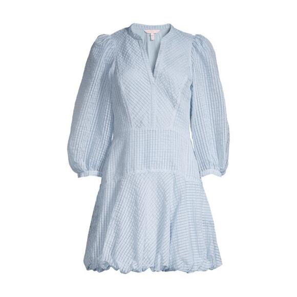 Rebecca Taylor Puff-Sleeve Bubble-Hem Dress Size 8 - Picture 3 of 10